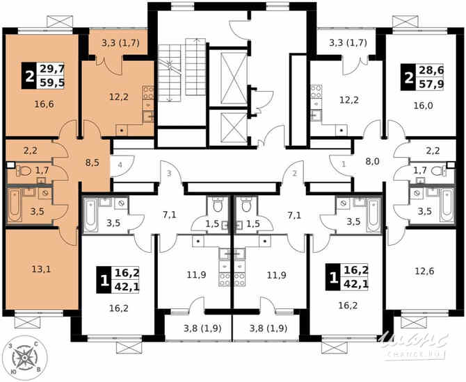 2-к квартира, 59.4 м², этаж 13/13 Москва - изображение 4