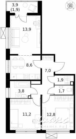 3-к квартира, 63.2 м², этаж 7/14 Москва - изображение 2