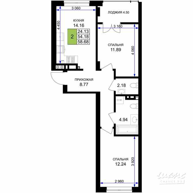 2-к квартира, 56.43 м², этаж 2/7 Гурьевск - изображение 3