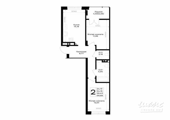 2-к квартира, 56.43 м², этаж 2/7 Гурьевск - изображение 3