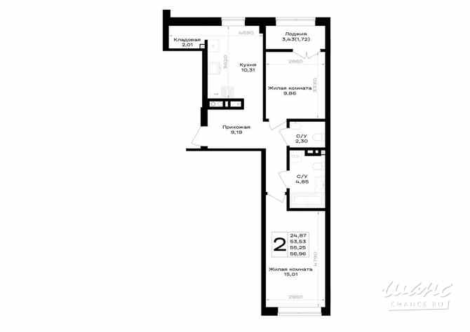 2-к квартира, 55.25 м², этаж 3/7 Гурьевск - изображение 3