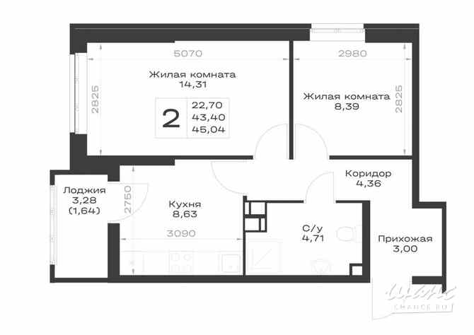 2-к квартира, 45.04 м², этаж 5/25 Ростов-на-Дону - изображение 3