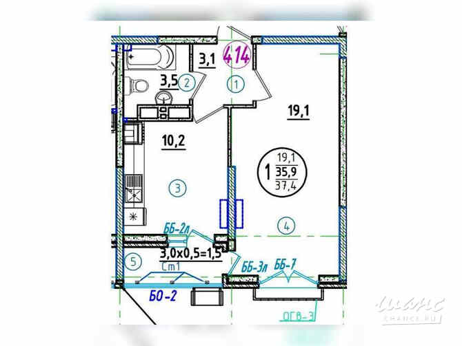 1-к квартира, 37.4 м², этаж 14/17 Краснодар - изображение 10