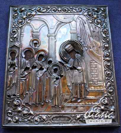 Старинный образ «Введение во храм Пресвятой Богородицы» в серебряном окладе. Москва, 1862 год. Санкт-Петербург - изображение 7