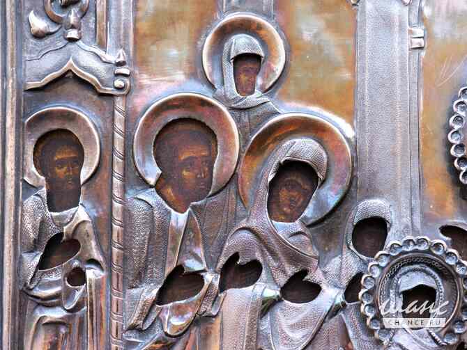 Старинный образ «Введение во храм Пресвятой Богородицы» в серебряном окладе. Москва, 1862 год. Санкт-Петербург - изображение 3