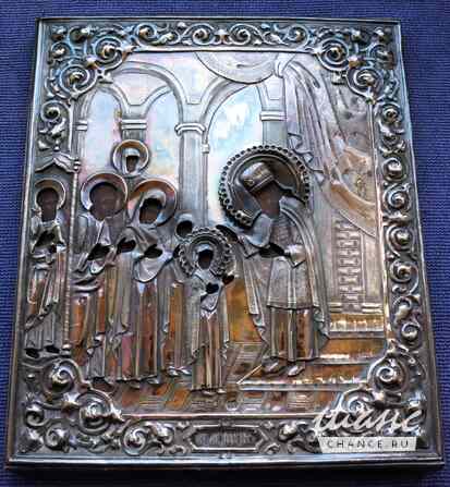 Старинный образ «Введение во храм Пресвятой Богородицы» в серебряном окладе. Москва, 1862 год. Санкт-Петербург - изображение 1