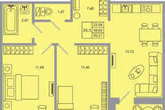 2-к квартира, 50.21 м², этаж 12/20