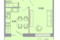 1-к квартира, 33.1 м², этаж 3/15