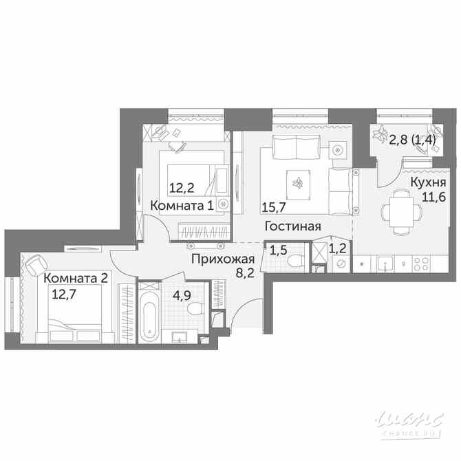3-к квартира, 69.4 м², этаж 4/28 Москва - изображение 2