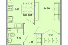 1-к квартира, 35.1 м², этаж 12/15