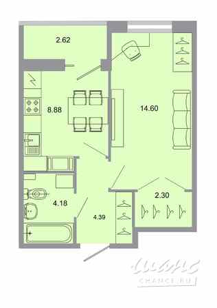 1-к квартира, 35.1 м², этаж 12/15 Бугры - изображение 1