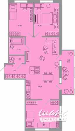 3-к квартира, 73.27 м², этаж 11/20 Бугры - изображение 1