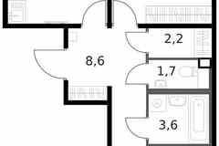 2-к квартира, 59.6 м², этаж 7/14