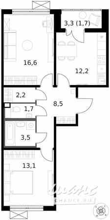 2-к квартира, 59.4 м², этаж 13/13 Москва - изображение 2