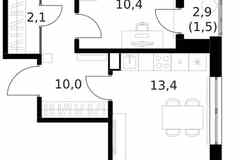 3-к квартира, 68.3 м², этаж 7/13