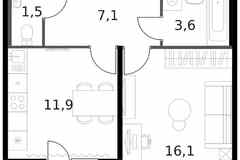 1-к квартира, 42.2 м², этаж 13/14