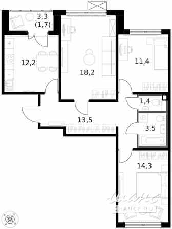 3-к квартира, 76.4 м², этаж 14/14 Москва - изображение 1