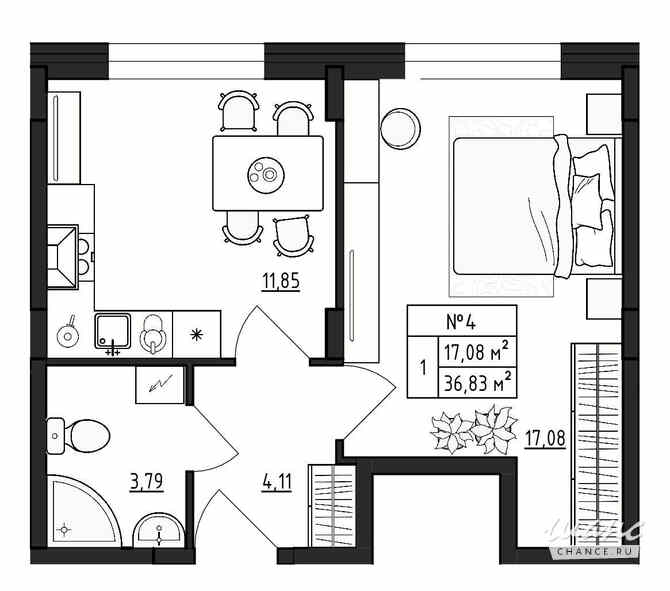 1-к квартира, 36.83 м², этаж 1/4 Гатчина - изображение 3