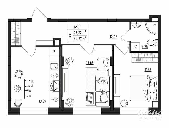 2-к квартира, 54.27 м², этаж 1/4 Гатчина - изображение 3