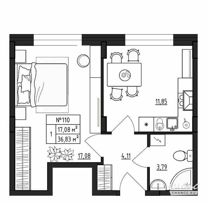 1-к квартира, 36.83 м², этаж 1/4 Гатчина - изображение 3