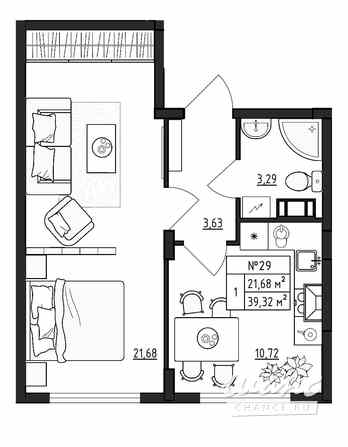 1-к квартира, 39.32 м², этаж 4/4 Гатчина - изображение 3
