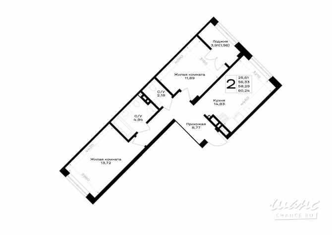 2-к квартира, 58.29 м², этаж 3/7 Гурьевск - изображение 3