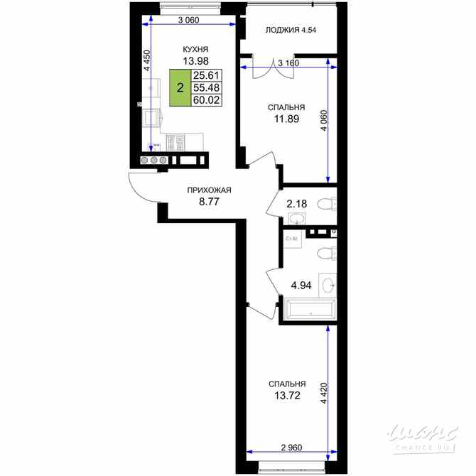 2-к квартира, 57.75 м², этаж 5/7 Гурьевск - изображение 3