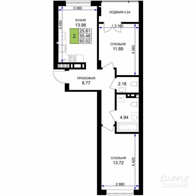 2-к квартира, 57.75 м², этаж 2/7 Гурьевск - изображение 3