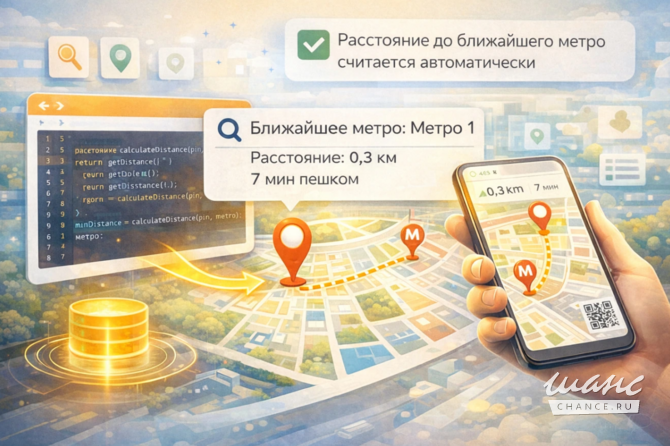 Автоматический расчет расстояния до ближайшего метро Москва - изображение 1