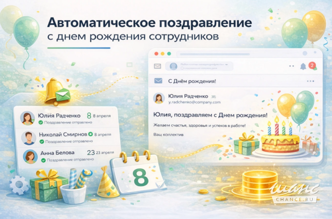 Автоматическое поздравление с днем рождения сотрудников Москва - изображение 1