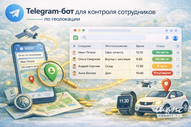 Telegram-бот для контроля сотрудников по геолокации Москва - изображение 1