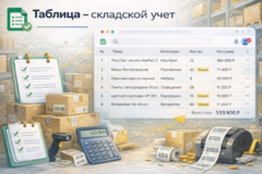Таблица - складской учет