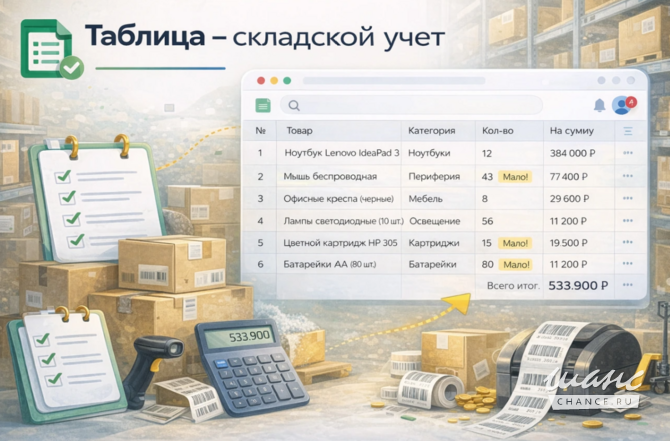Таблица - складской учет Москва - изображение 1