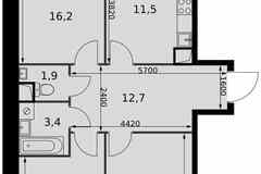 3-к квартира, 73.2 м², этаж 2/16