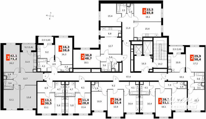 3-к квартира, 73.2 м², этаж 2/16 Москва - изображение 4
