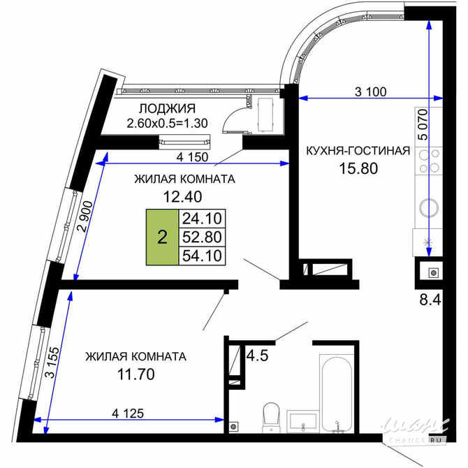 2-к квартира, 54.1 м², этаж 16/18 Краснодар - изображение 2