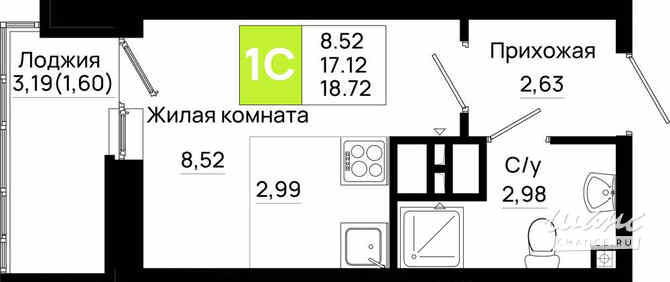 1-к квартира, 18.72 м², этаж 20/20 Ростов-на-Дону - изображение 3