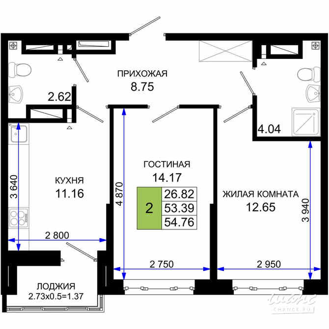 2-к квартира, 54.76 м², этаж 24/25 Ростов-на-Дону - изображение 3