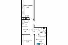 2-к квартира, 59 м², этаж 1/16