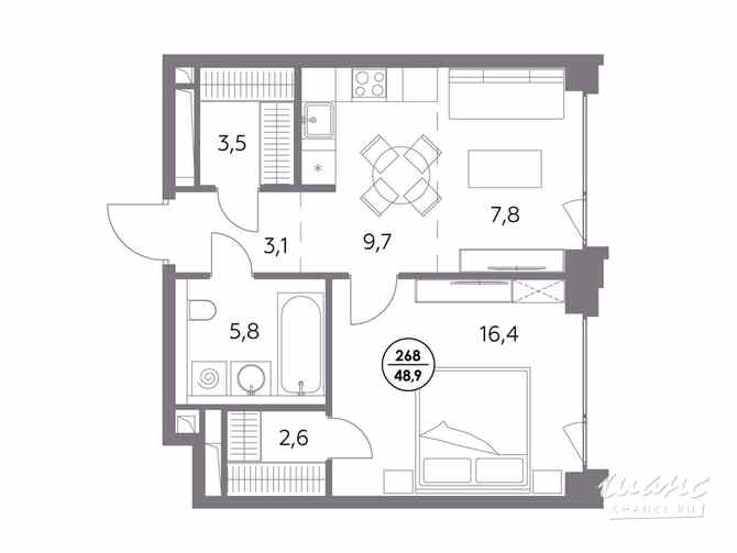 1-к квартира, 48.9 м², этаж 8/8 Москва - изображение 2