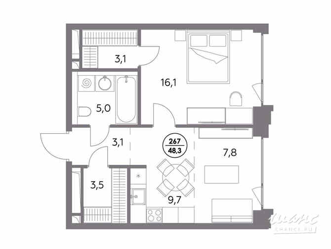 1-к квартира, 48.3 м², этаж 8/8 Москва - изображение 2