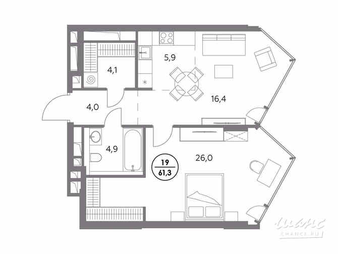 1-к квартира, 61.3 м², этаж 6/27 Москва - изображение 2