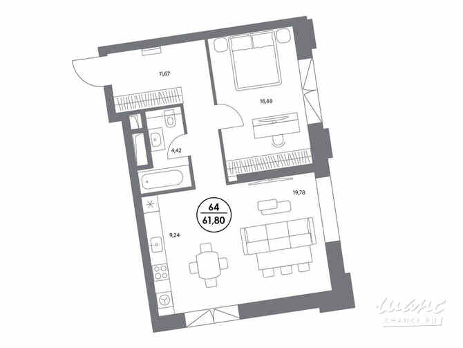 1-к квартира, 62.1 м², этаж 5/6 Москва - изображение 2