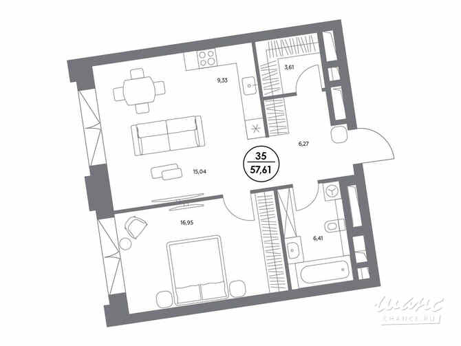 1-к квартира, 57.7 м², этаж 3/6 Москва - изображение 2