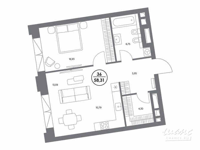1-к квартира, 58.4 м², этаж 3/6 Москва - изображение 2
