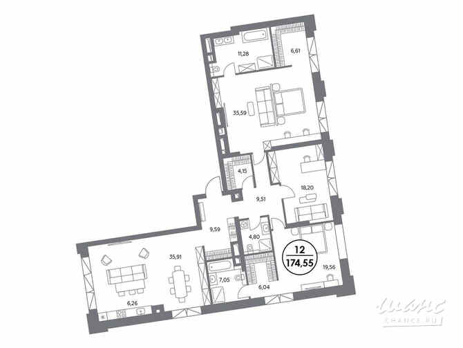 3-к квартира, 174.7 м², этаж 2/6 Москва - изображение 2
