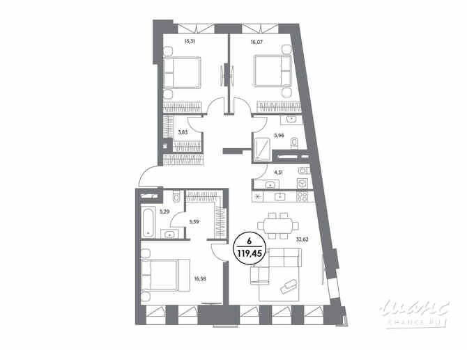 3-к квартира, 119.7 м², этаж 2/6 Москва - изображение 2