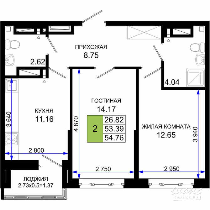 2-к квартира, 54.76 м², этаж 25/25 Ростов-на-Дону - изображение 3