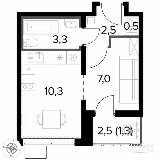 1-к квартира, 24.8 м², этаж 11/25 Люберцы - изображение 2