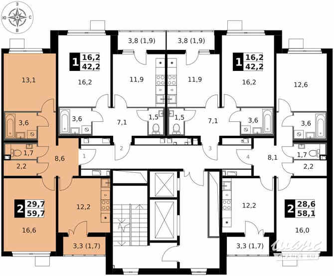 2-к квартира, 59.7 м², этаж 6/14 Москва - изображение 4